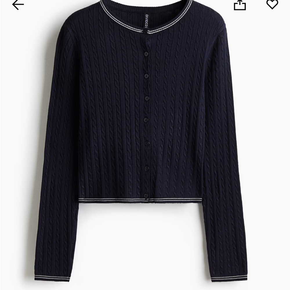 H&M Navy Blue Cable Knit Cardigan